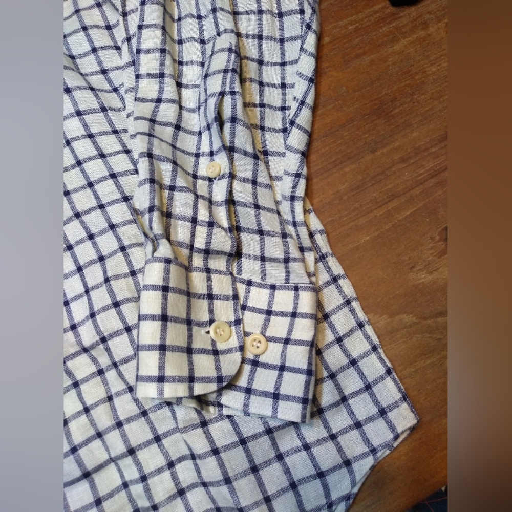 Eremenegildo Zegna Men's Collared Shirt, Sz XL 100% Linen Cream with Blue… - Picture 12 of 12